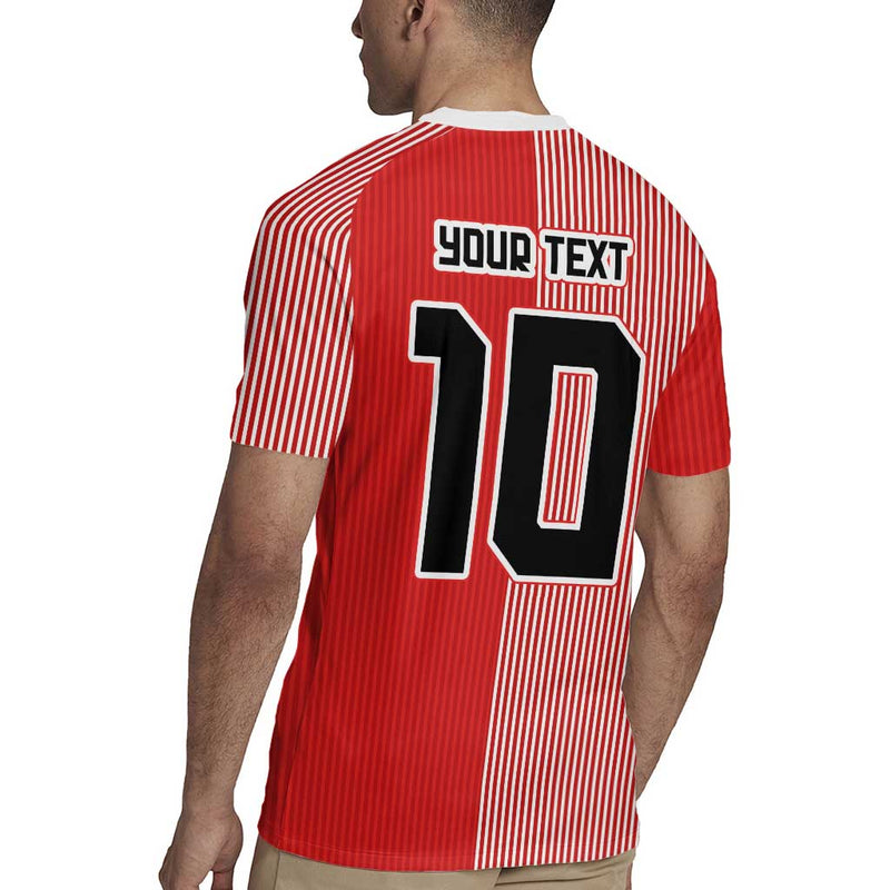 Custom Denmark National Football The Red And Whites Sporty Style Rugby Jersey