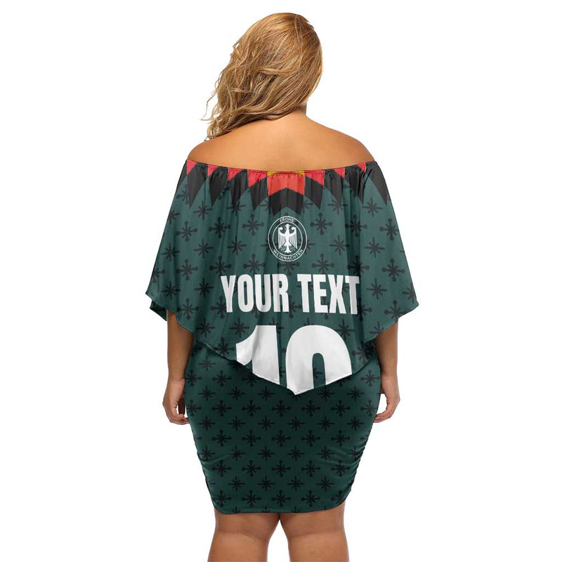 Custom German Christmas German Football Jersey Mix Santa Suit Style Off Shoulder Short Dress