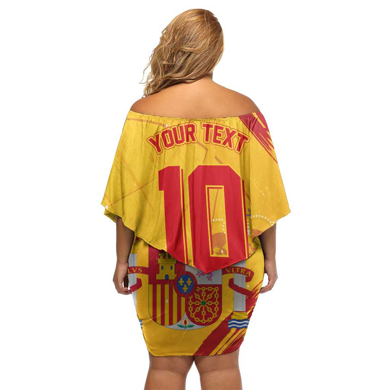 Custom Basketball Fan Jersey Spanish Royal Seal Of España Off Shoulder Short Dress
