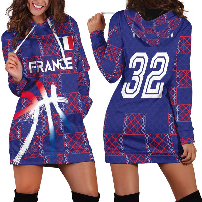 Custom Basketball Fan Jersey French Paris Architectural Heritage Checkered Style Hoodie Dress