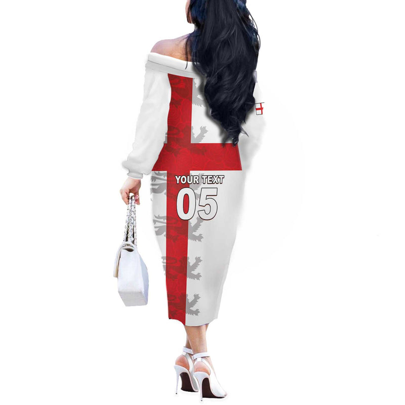 Custom England Rugby Vintage Style Off The Shoulder Long Sleeve Dress