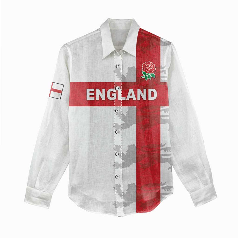 Custom England Rugby Vintage Style Women Casual Shirt