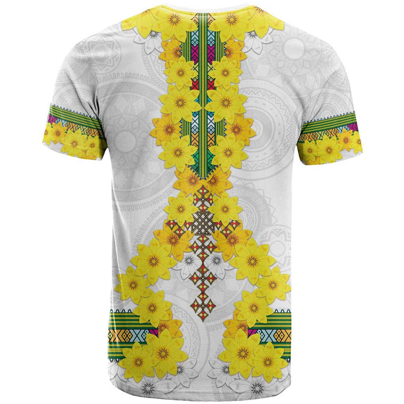 Enkutatash Ethiopia New Year Tilet Pattern With Adey Abeba Flowers T Shirt