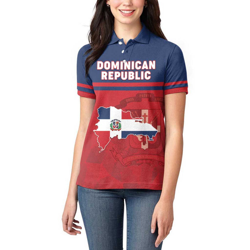 Dominican Republic Dominicana Flag Map Women Polo Shirt