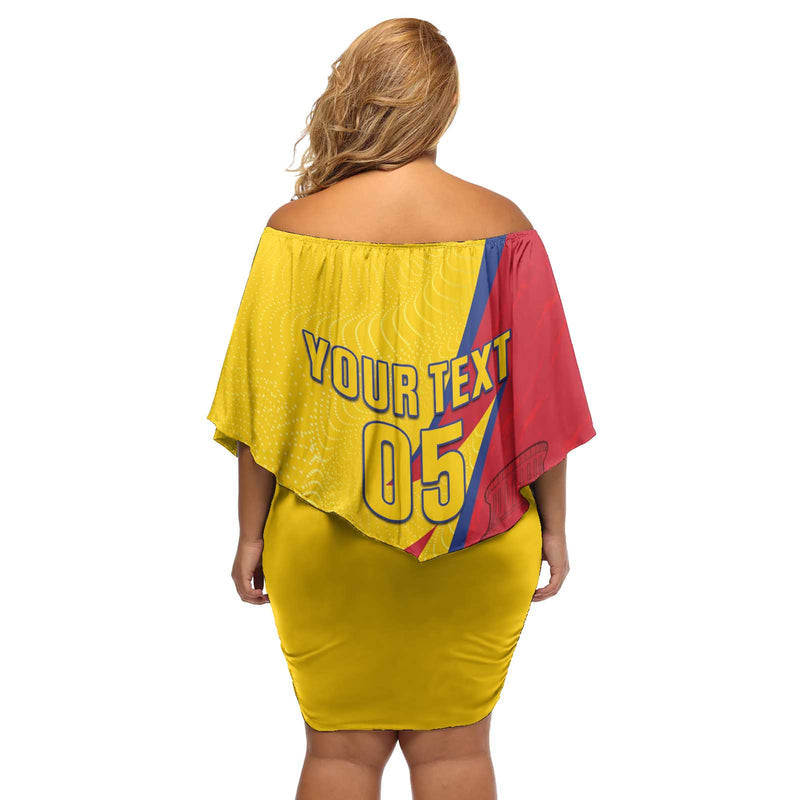 Custom Colombia 2024 Football Go Champions Los Cafeteros Off Shoulder Short Dress