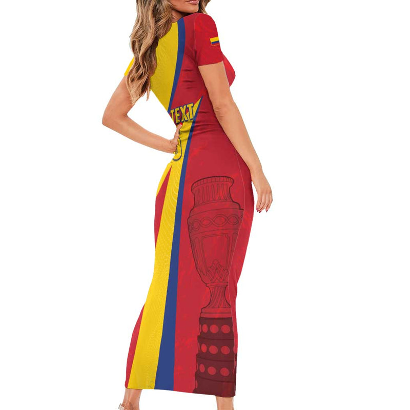 Custom Colombia 2024 Football Go Champions Los Cafeteros Short Sleeve Bodycon Dress