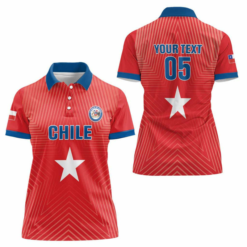 Custom Chile Star Football Vamos La Roja Women Polo Shirt