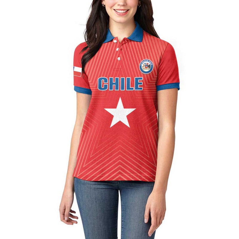 Custom Chile Star Football Vamos La Roja Women Polo Shirt
