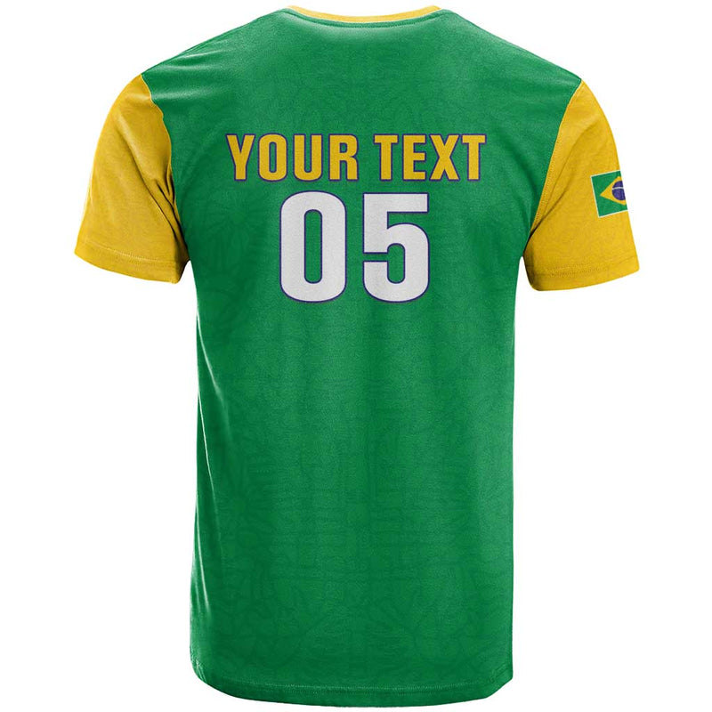 Custom Brazil Football Flag Style T Shirt