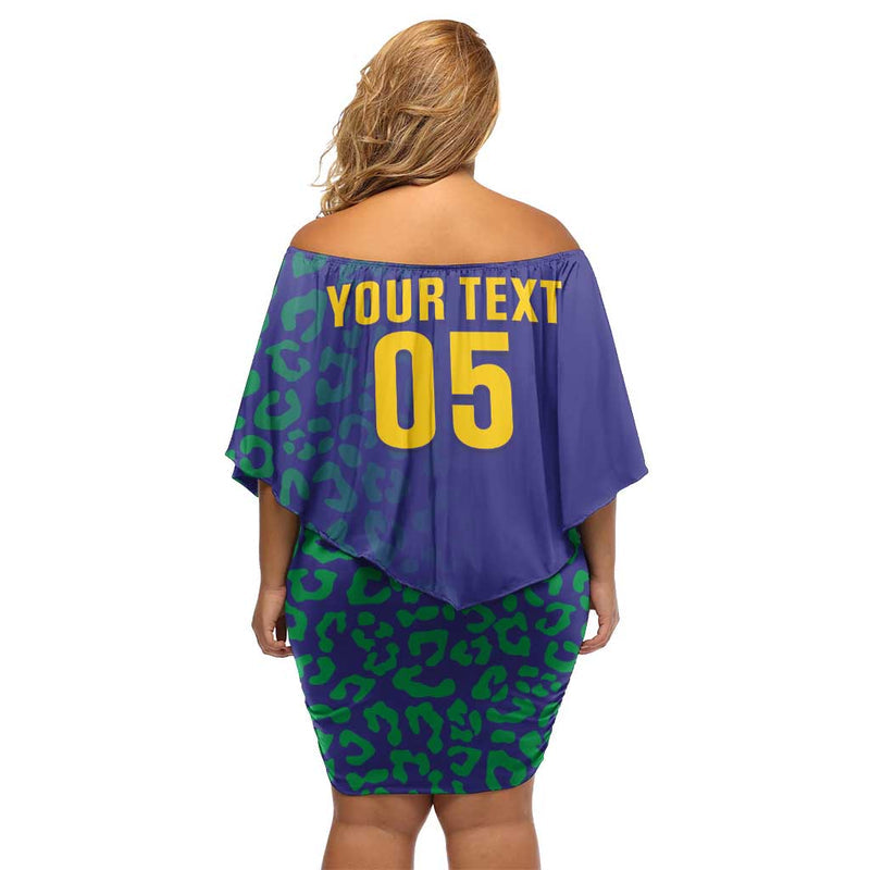 Custom Brazil Football With Leopard Pattern Off Shoulder Short Dress