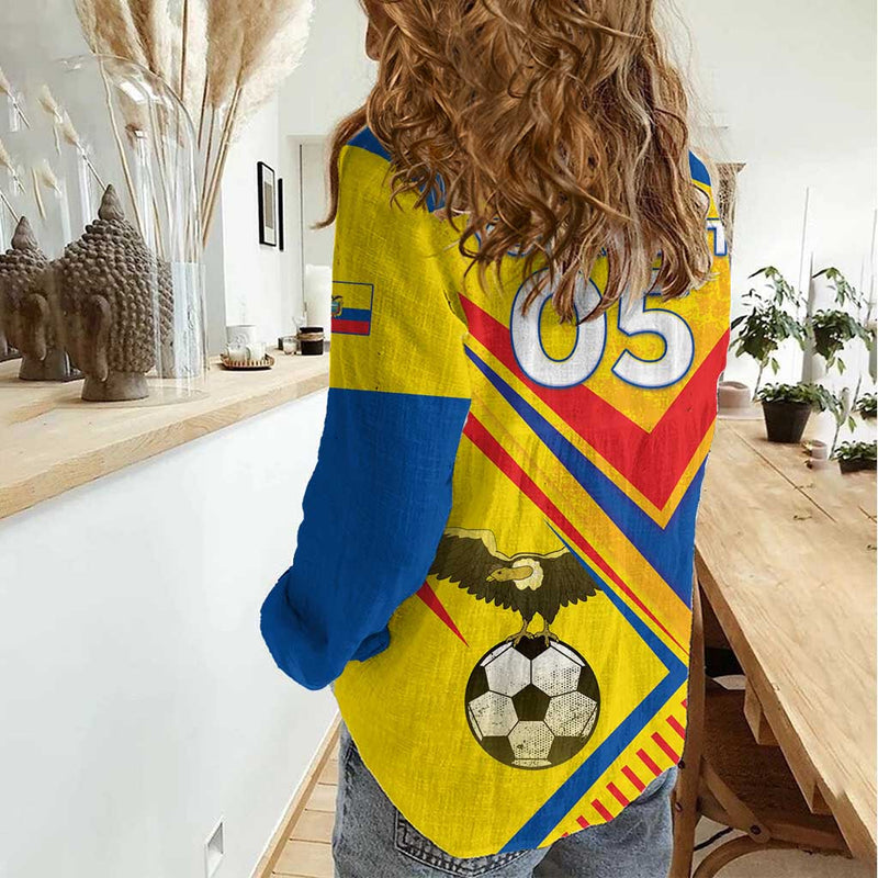 Custom Ecuador Football La Tricolor Sporty Style Women Casual Shirt