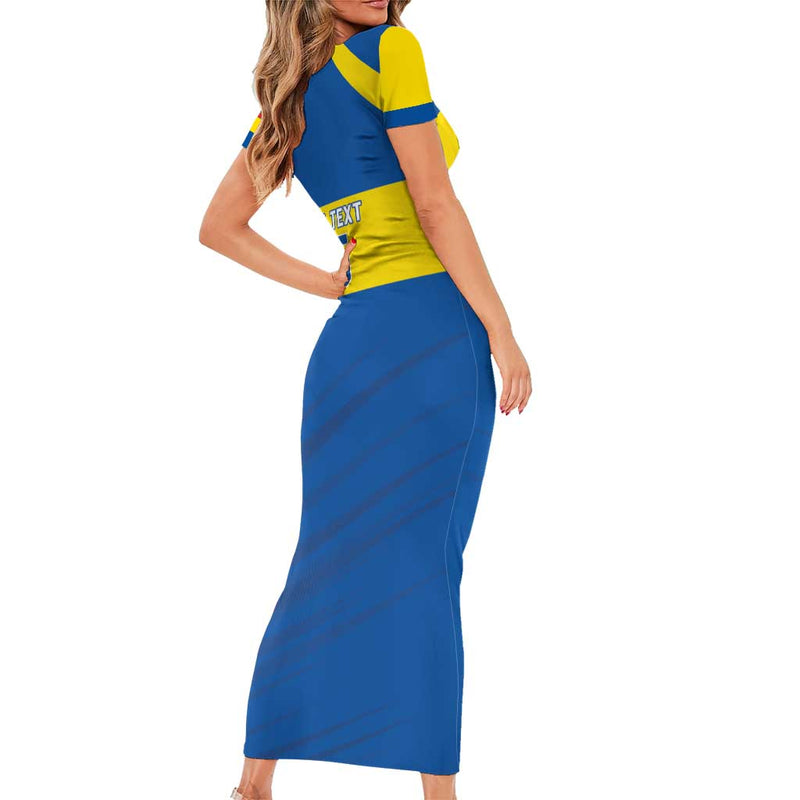 Custom Ecuador Football Go Champions Short Sleeve Bodycon Dress