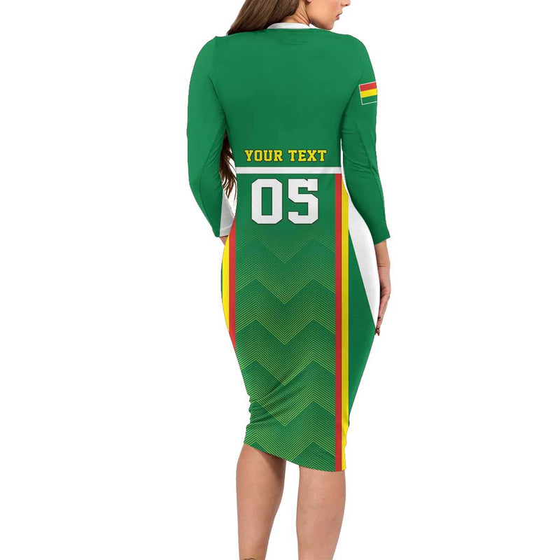 Custom Bolivia Football Go Champions La Verde Green Version Long Sleeve Bodycon Dress