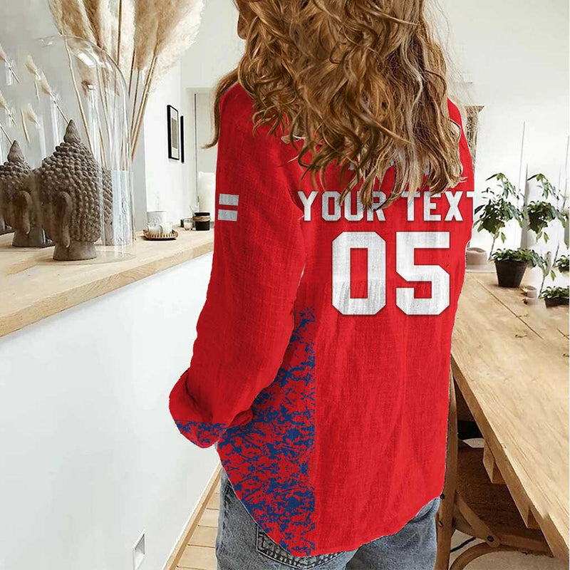 Custom England Cricket Go Three Lions Simple Style Women Casual Shirt