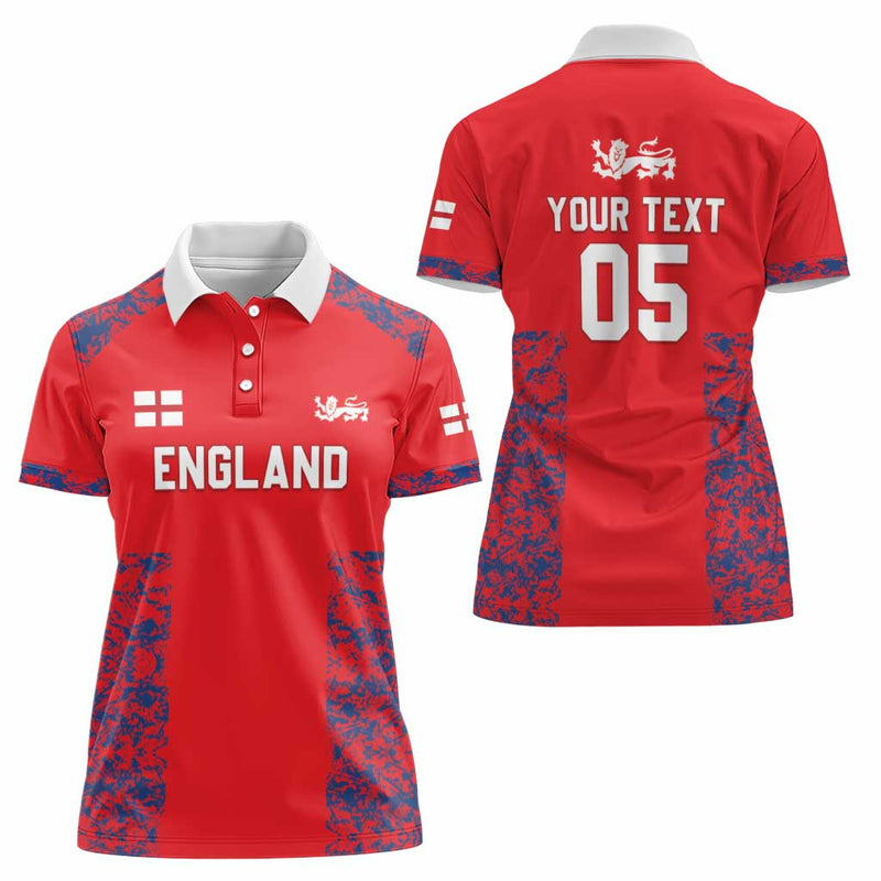 Custom England Cricket Go Three Lions Simple Style Women Polo Shirt