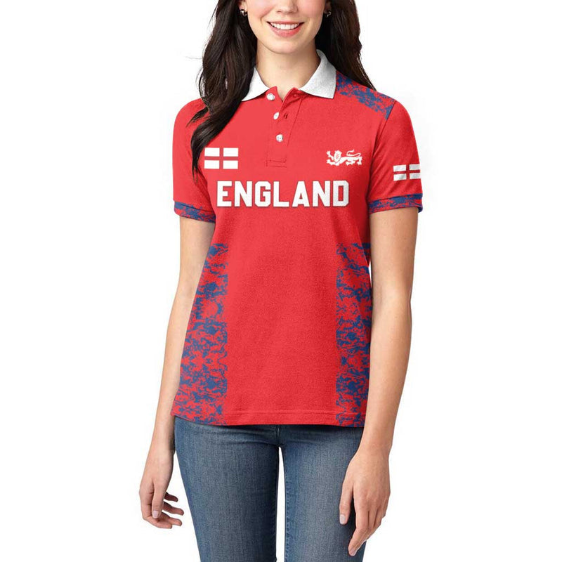 Custom England Cricket Go Three Lions Simple Style Women Polo Shirt