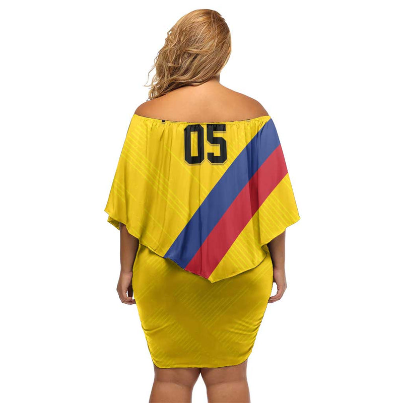 Custom Colombia Football Vamos La Tricolor Retro Style Off Shoulder Short Dress