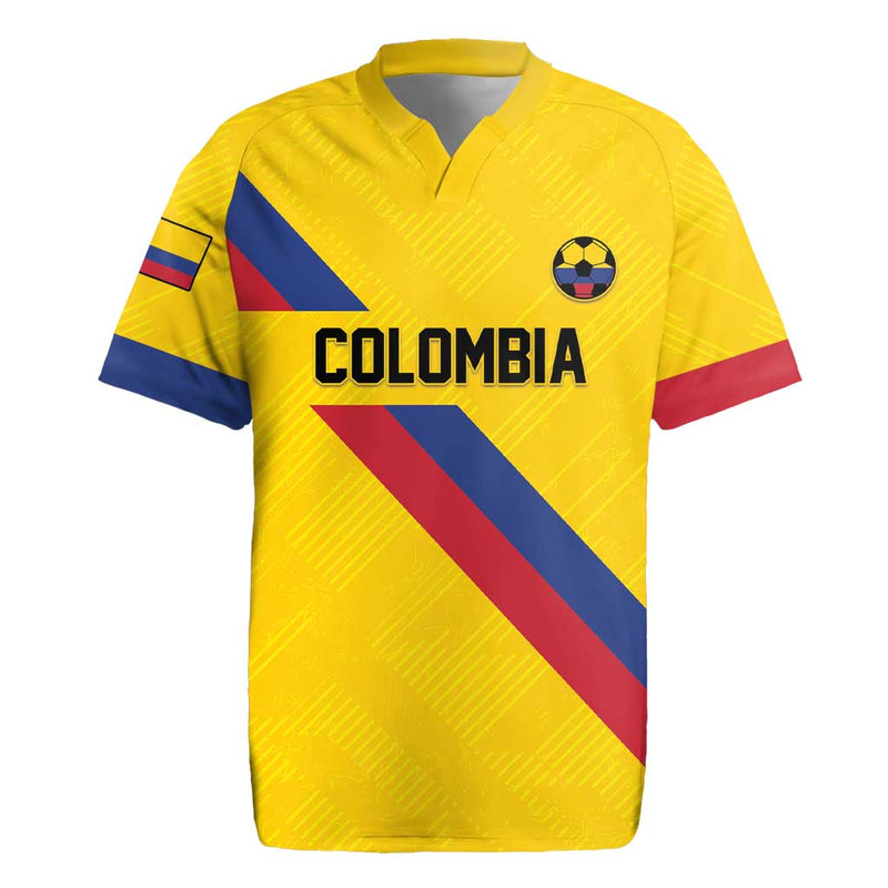 Custom Colombia Football Vamos La Tricolor Retro Style Rugby Jersey