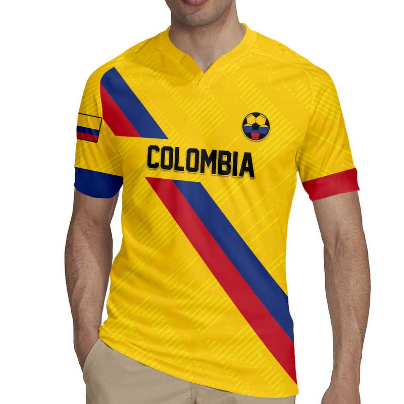 Custom Colombia Football Vamos La Tricolor Retro Style Rugby Jersey
