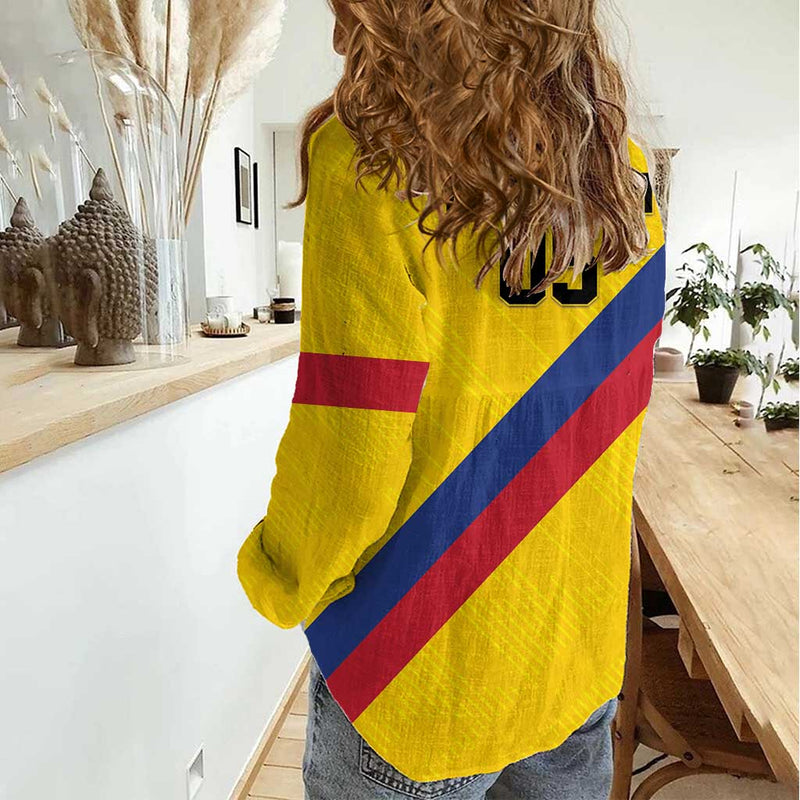 Custom Colombia Football Vamos La Tricolor Retro Style Women Casual Shirt
