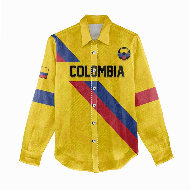 Custom Colombia Football Vamos La Tricolor Retro Style Women Casual Shirt
