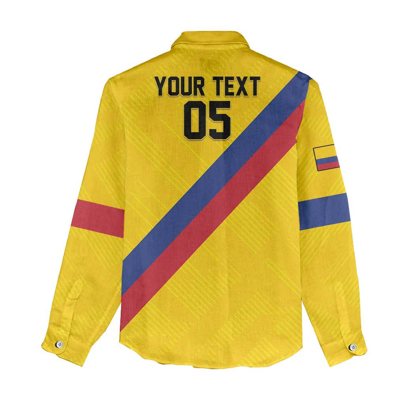 Custom Colombia Football Vamos La Tricolor Retro Style Women Casual Shirt