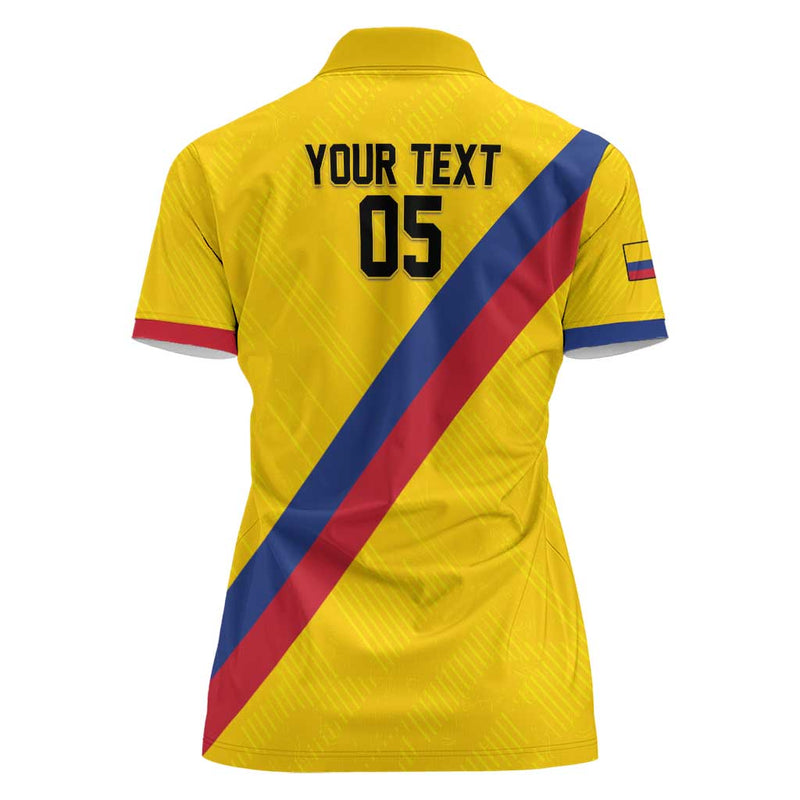 Custom Colombia Football Vamos La Tricolor Retro Style Women Polo Shirt