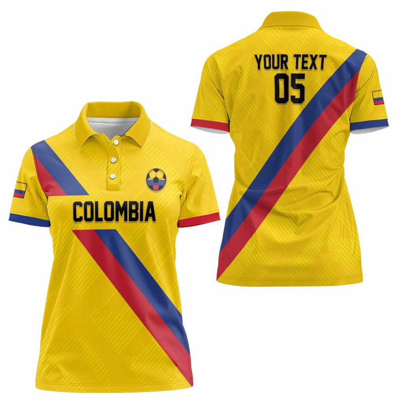 Custom Colombia Football Vamos La Tricolor Retro Style Women Polo Shirt