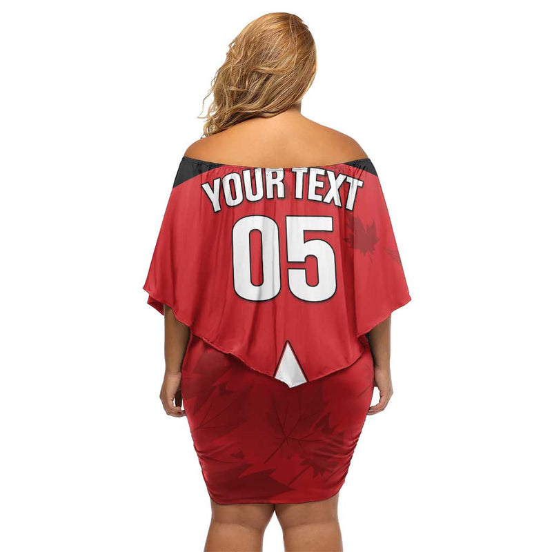 Custom Canada Hockey Maple Leaves Sporty Style Off Shoulder Short Dress