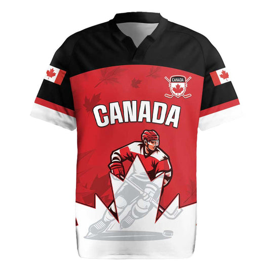 Custom Canada Hockey Maple Leaves Sporty Style Rugby Jersey