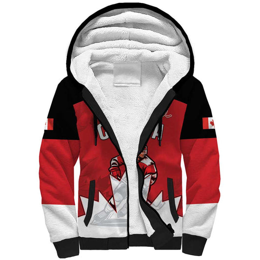 Custom Canada Hockey Maple Leaves Sporty Style Sherpa Hoodie