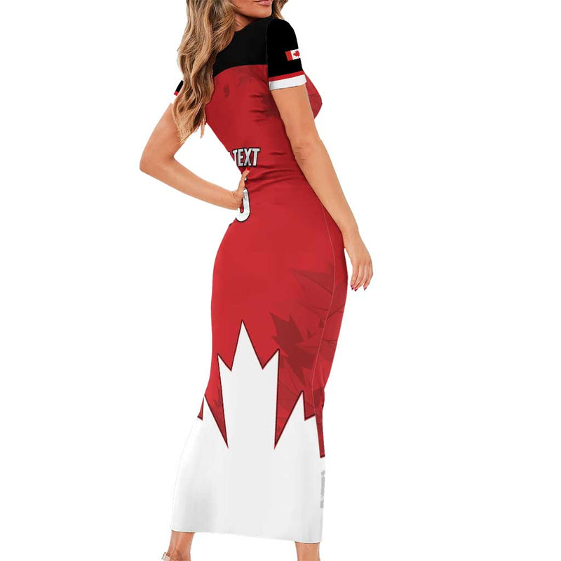 Custom Canada Hockey Maple Leaves Sporty Style Short Sleeve Bodycon Dress