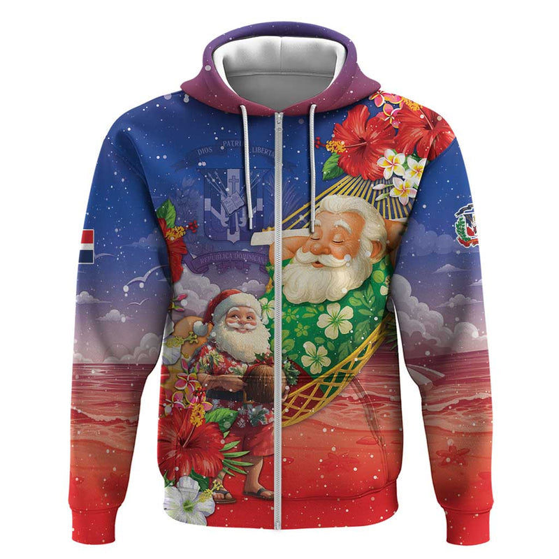 Dominican Republic Christmas Santa Relaxing On The Beach Hoodie