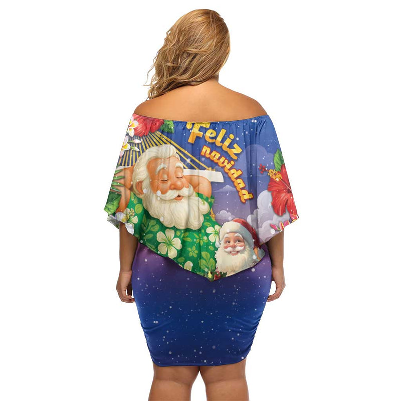 Dominican Republic Christmas Santa Relaxing On The Beach Off Shoulder Short Dress