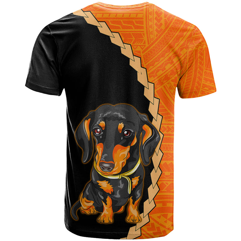 Custom Dachshund Dog With Polynesian Tribal Tattoo T Shirt
