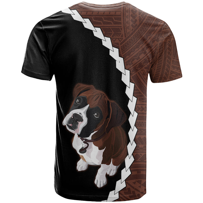 Custom Boxer Dog With Polynesian Tribal Tattoo T Shirt