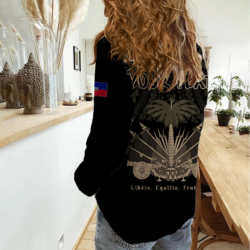 (Custom Personalised) Haiti Polynesian Neg Maron Black Style Women Casual Shirt