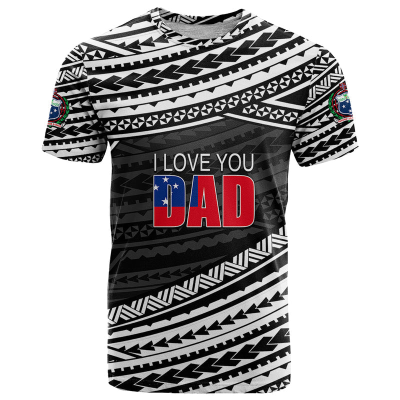 (Custom Personalised) Happy Fathers Day Samoa I Love You Dad Black T Shirt