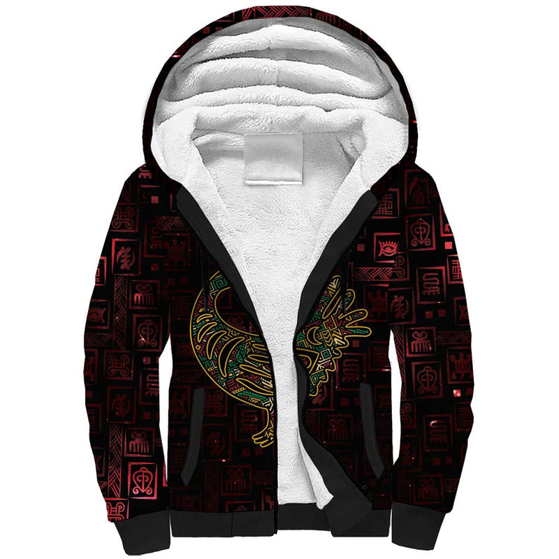 Africa Adinkra Symbol Sankofa Bird - Cosmic Red Sherpa Hoodie