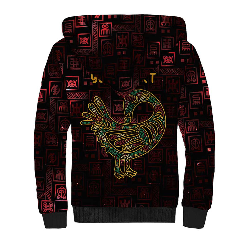 Africa Adinkra Symbol Sankofa Bird - Cosmic Red Sherpa Hoodie