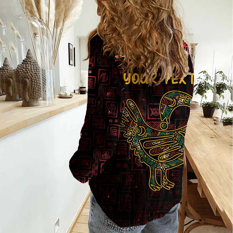 Africa Adinkra Symbol Sankofa Bird - Cosmic Red Women Casual Shirt
