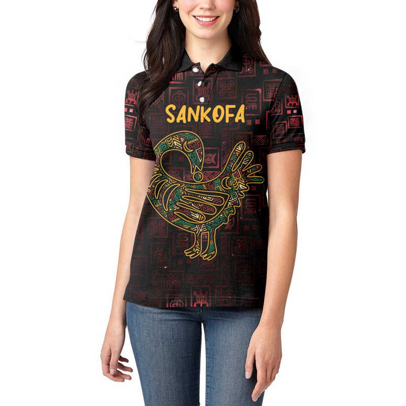 Africa Adinkra Symbol Sankofa Bird - Cosmic Red Women Polo Shirt
