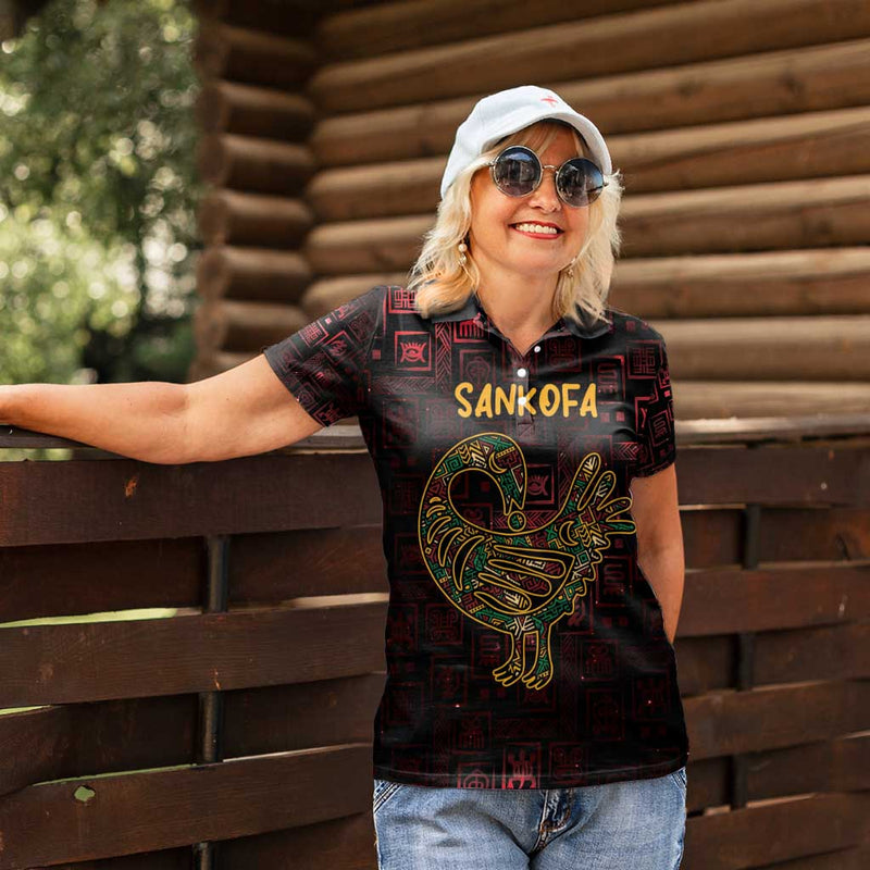 Africa Adinkra Symbol Sankofa Bird - Cosmic Red Women Polo Shirt