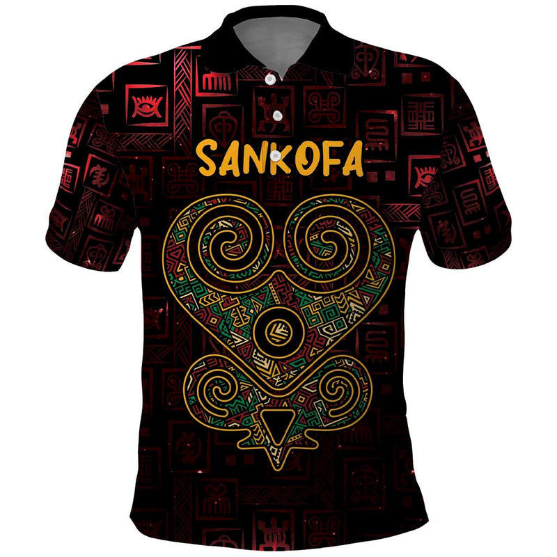 Africa Adinkra Symbol Sankofa Heart - Cosmic Red Polo Shirt