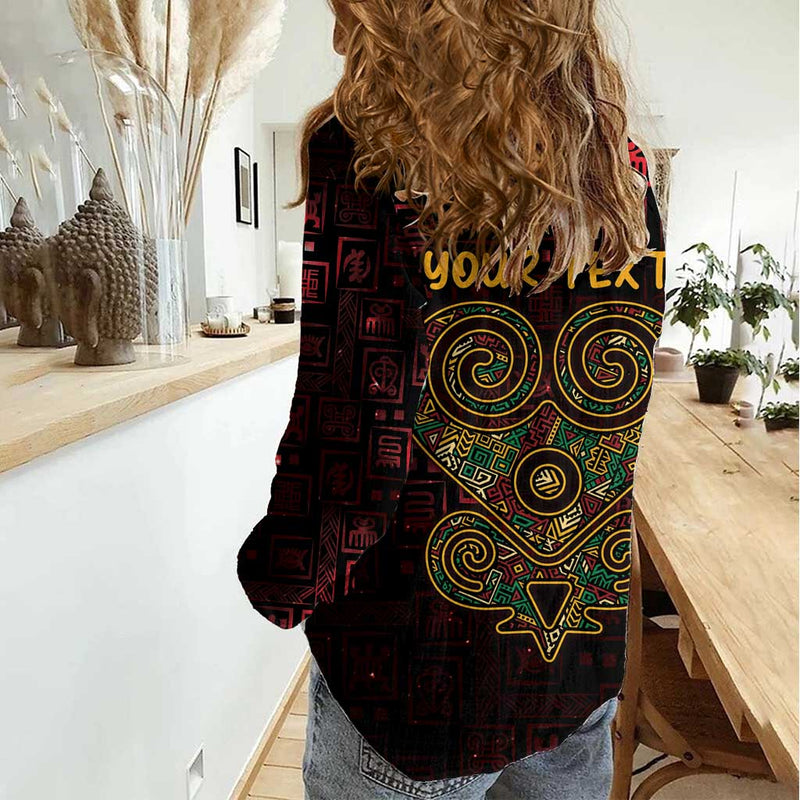 Africa Adinkra Symbol Sankofa Heart - Cosmic Red Women Casual Shirt