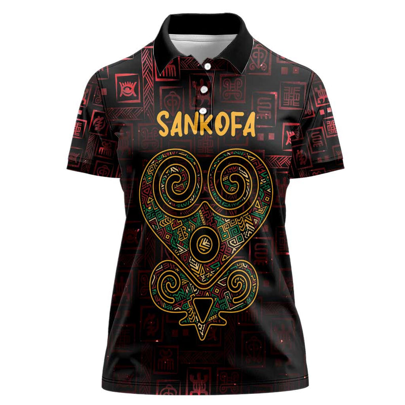 Africa Adinkra Symbol Sankofa Heart - Cosmic Red Women Polo Shirt