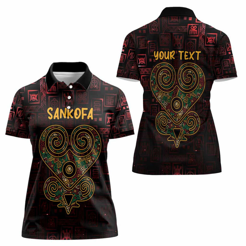 Africa Adinkra Symbol Sankofa Heart - Cosmic Red Women Polo Shirt