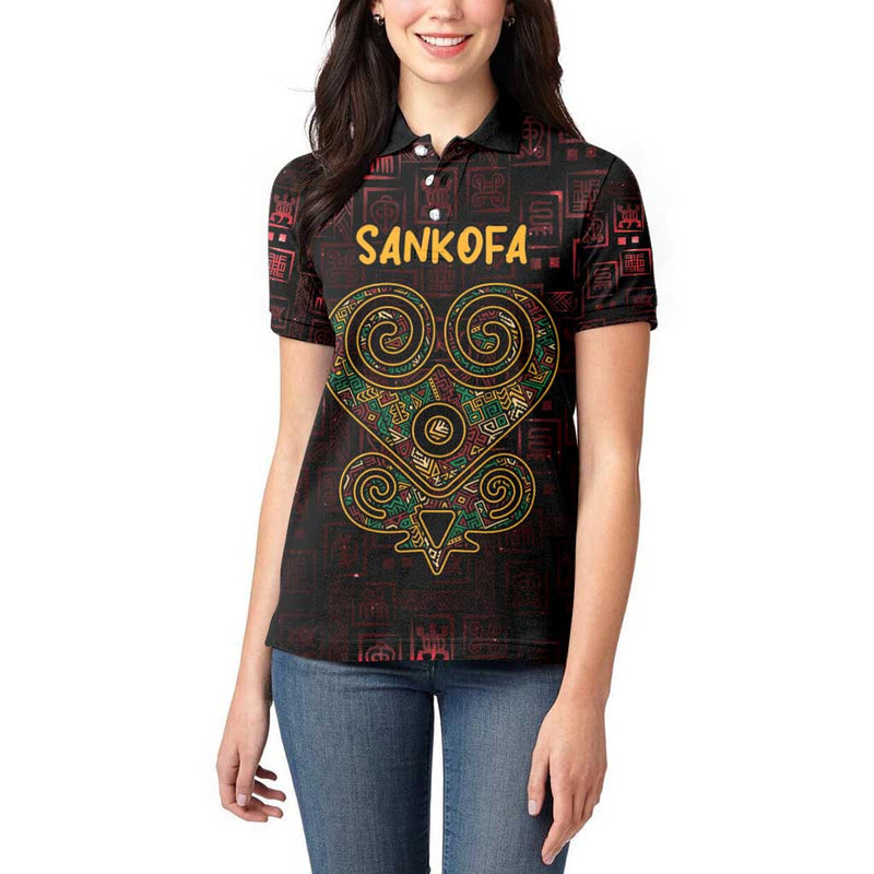 Africa Adinkra Symbol Sankofa Heart - Cosmic Red Women Polo Shirt