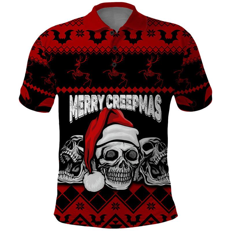 Custom Christmas Gothic Skull Creepmas Polo Shirt