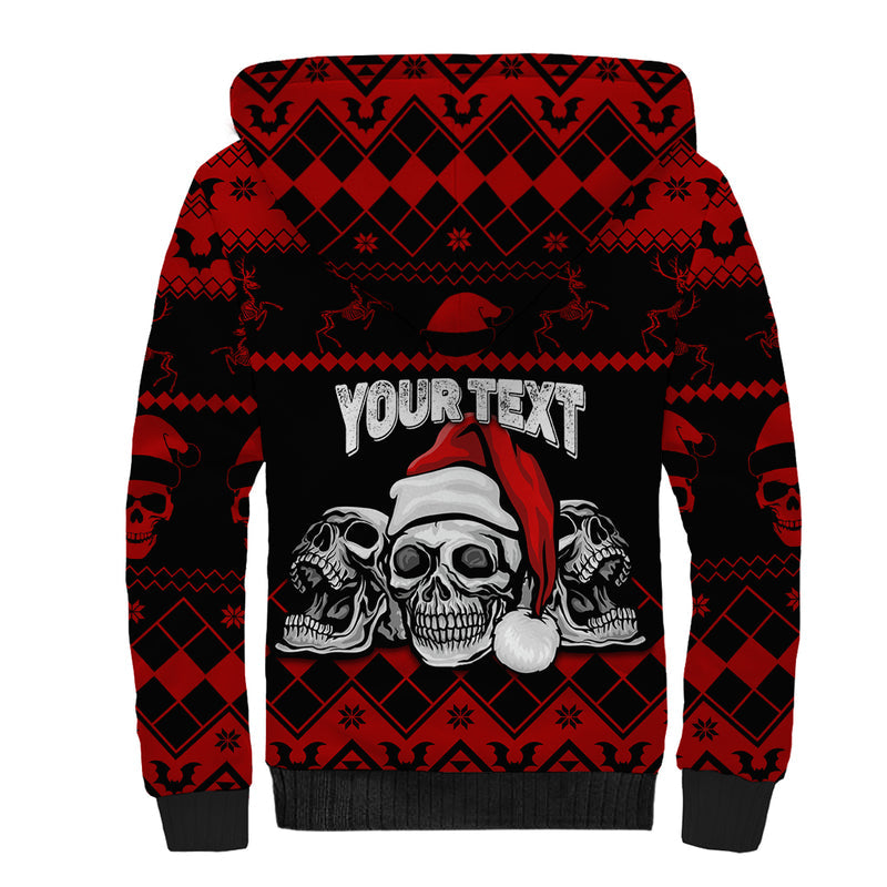 Custom Christmas Gothic Skull Creepmas Sherpa Hoodie